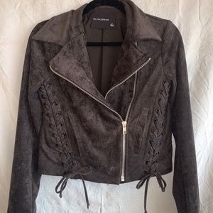 Olivaceous Black Suede Moto Jacket - Small
